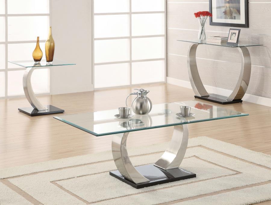 Pruitt - Glass Top End Table - Clear And Satin