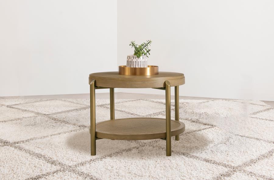 Arini - Round End Side Table With Storage Shelf