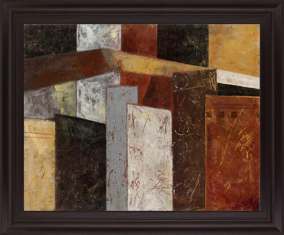 Rustic Geometry - 28" x 34" Framed Wall Art - Dark Brown