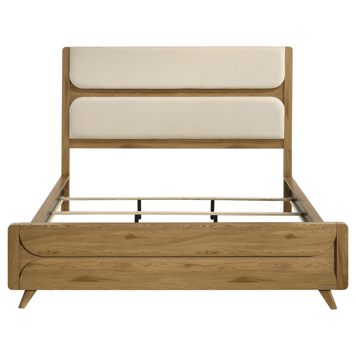 Bennett 62-inch California King Upholstered Panel Bed Cream and Light Oak