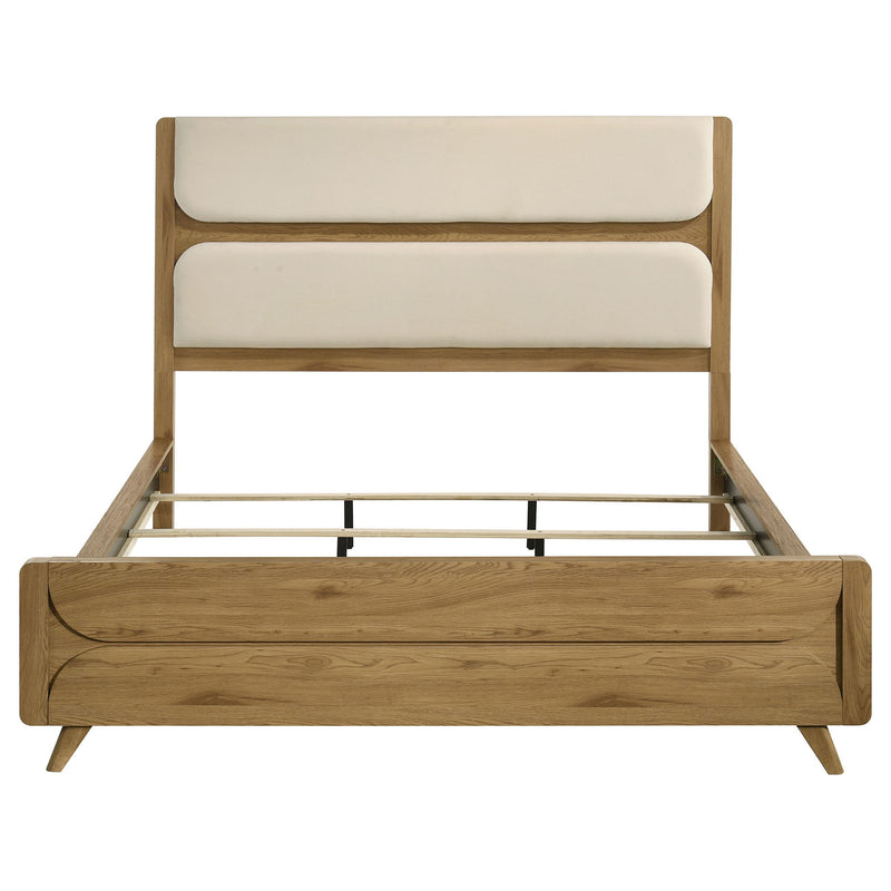 Bennett 62-inch California King Upholstered Panel Bed Cream and Light Oak
