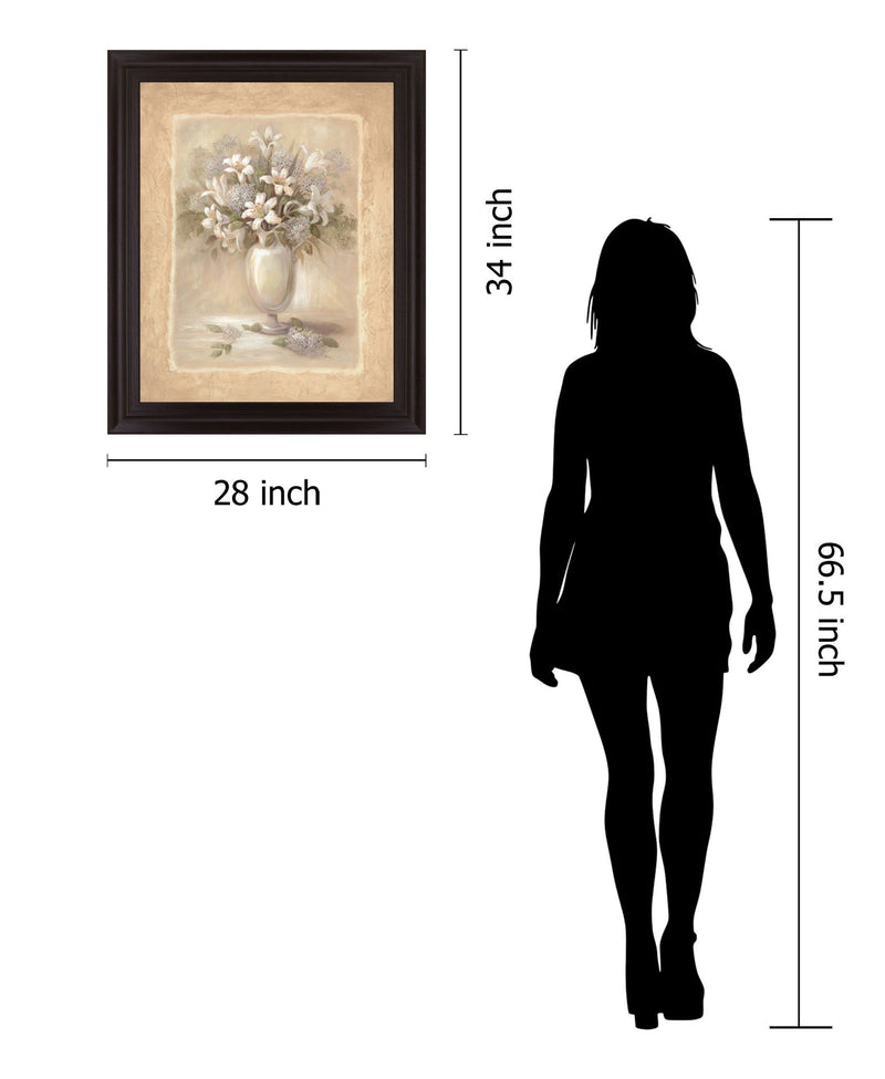 Ivory Blossom Vase - 28" x 34" Framed Wall Art - Beige