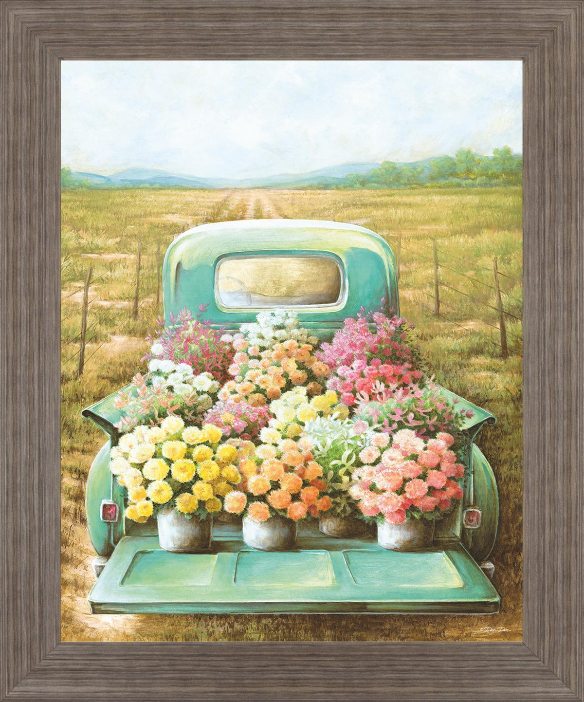 Meadow Harvest Retreat - 28" x 34" Framed Wall Art - Green