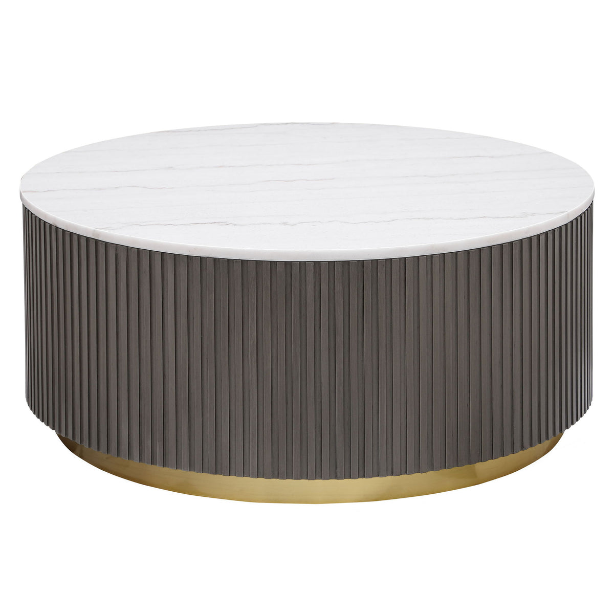 Jason Round White Marble Top Coffee Table Charcoal