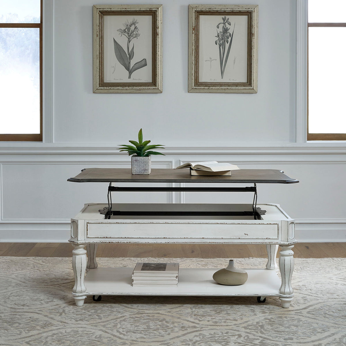 Magnolia Manor - Lift Top Cocktail Table - Antique White