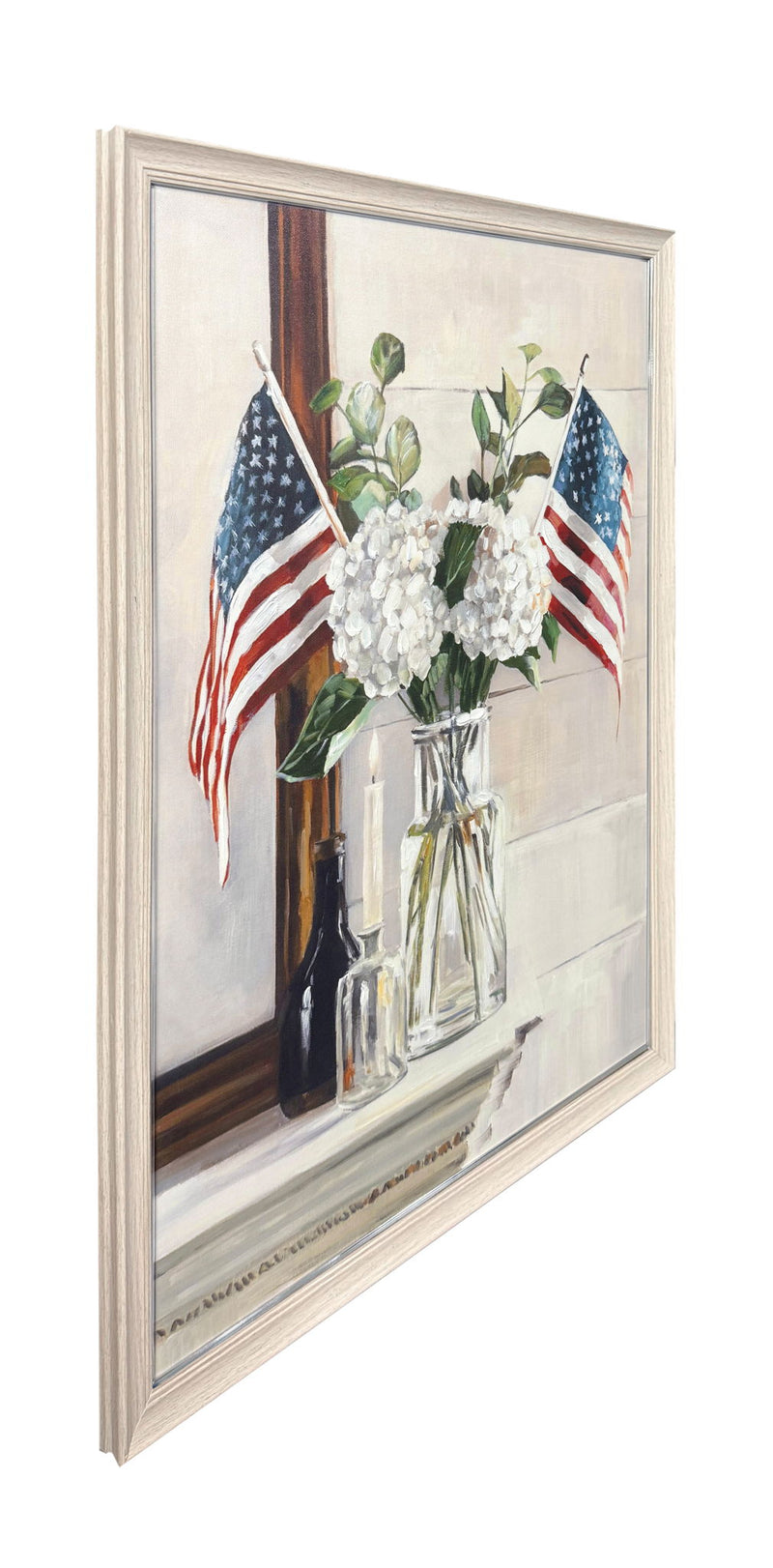 Patriotic Petals Hand-Embellished Canvas In Frame - Ivory / Brown