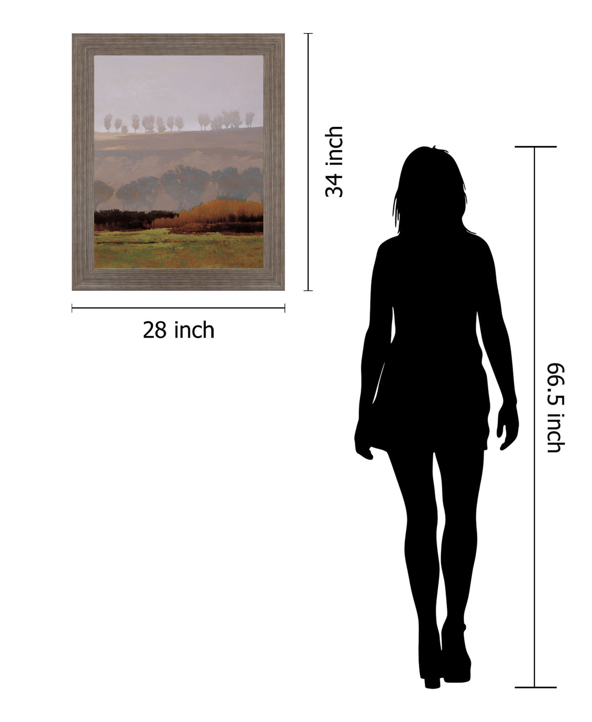 Golden Meadow Veil - 28" x 34" Framed Wall Art - Gray