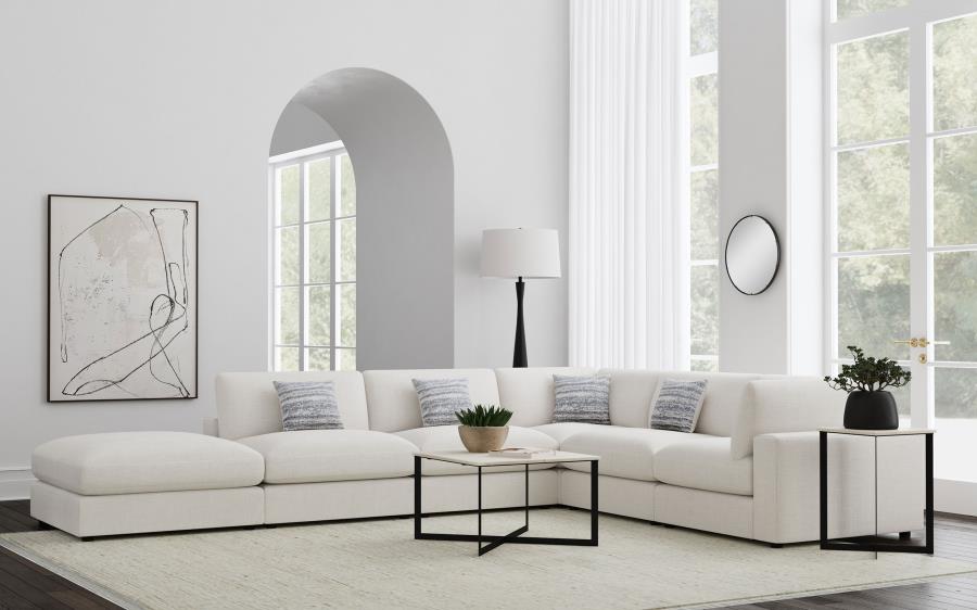 Serene Upholstered Modular Sectional Sofa Beige 3AC 2C 1O (6pc)