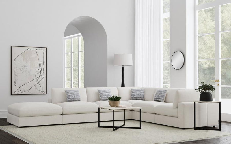Serene Upholstered Modular Sectional Sofa Beige 3AC 2C 1O (6pc)