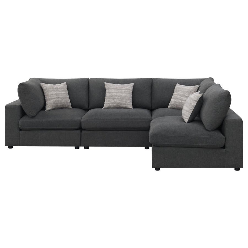 Serene Upholstered Modular Sectional Sofa Charcoal 2AC 2C (4pc)