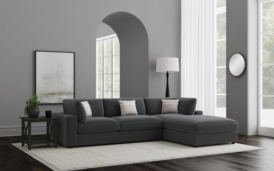 Serene Upholstered Modular Sectional Sofa Charcoal 1AC 2C 1O (4pc)