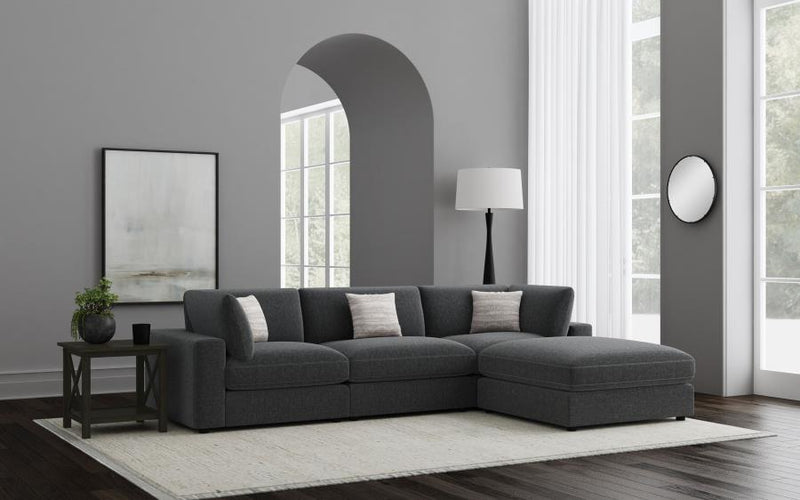 Serene Upholstered Modular Sectional Sofa Charcoal 1AC 2C 1O (4pc)