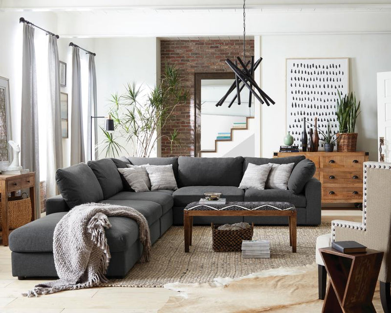 Serene Upholstered Modular Sectional Sofa Charcoal 3AC 2C 1O (6pc)