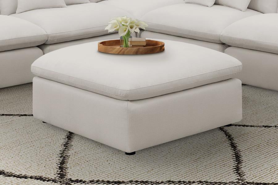 Hobson Square Upholstered Ottoman Ivory