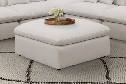 Hobson Square Upholstered Ottoman Ivory