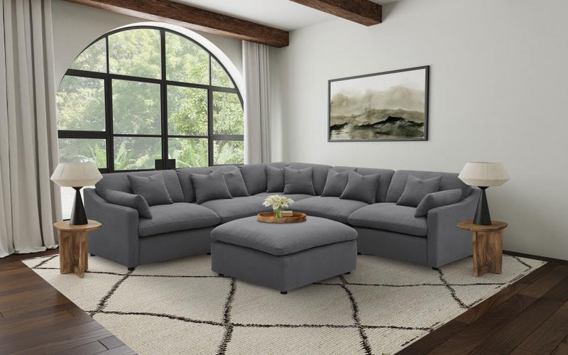 Hobson Upholstered Modular Sectional Sofa Charcoal 1LAF 2AC 1C 1RAF 1O (6pc)