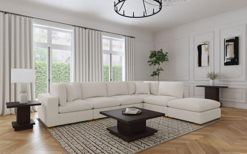 Lakeview Upholstered Modular Sectional Sofa Ivory 3AC 2C 1O (6pc)