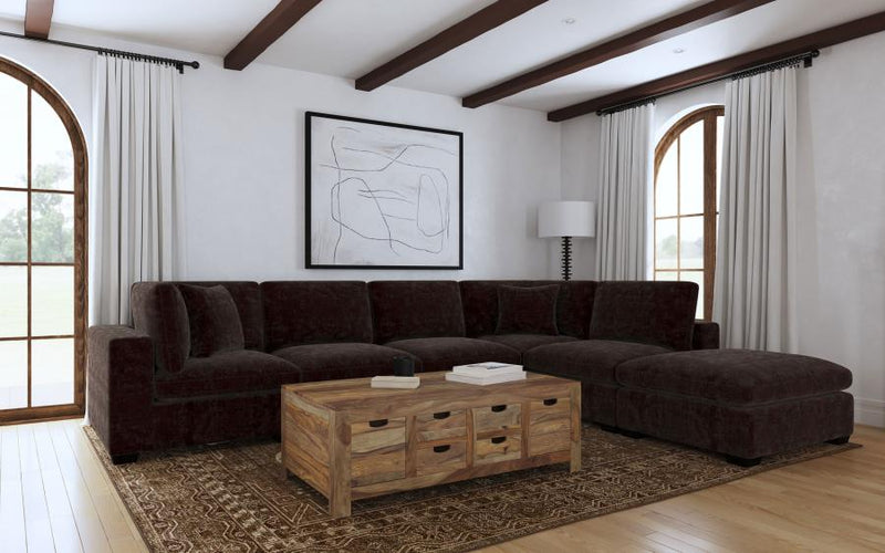Lakeview Upholstered Modular Sectional Sofa Dark Chocolate 3AC 2C 1O (6pc)