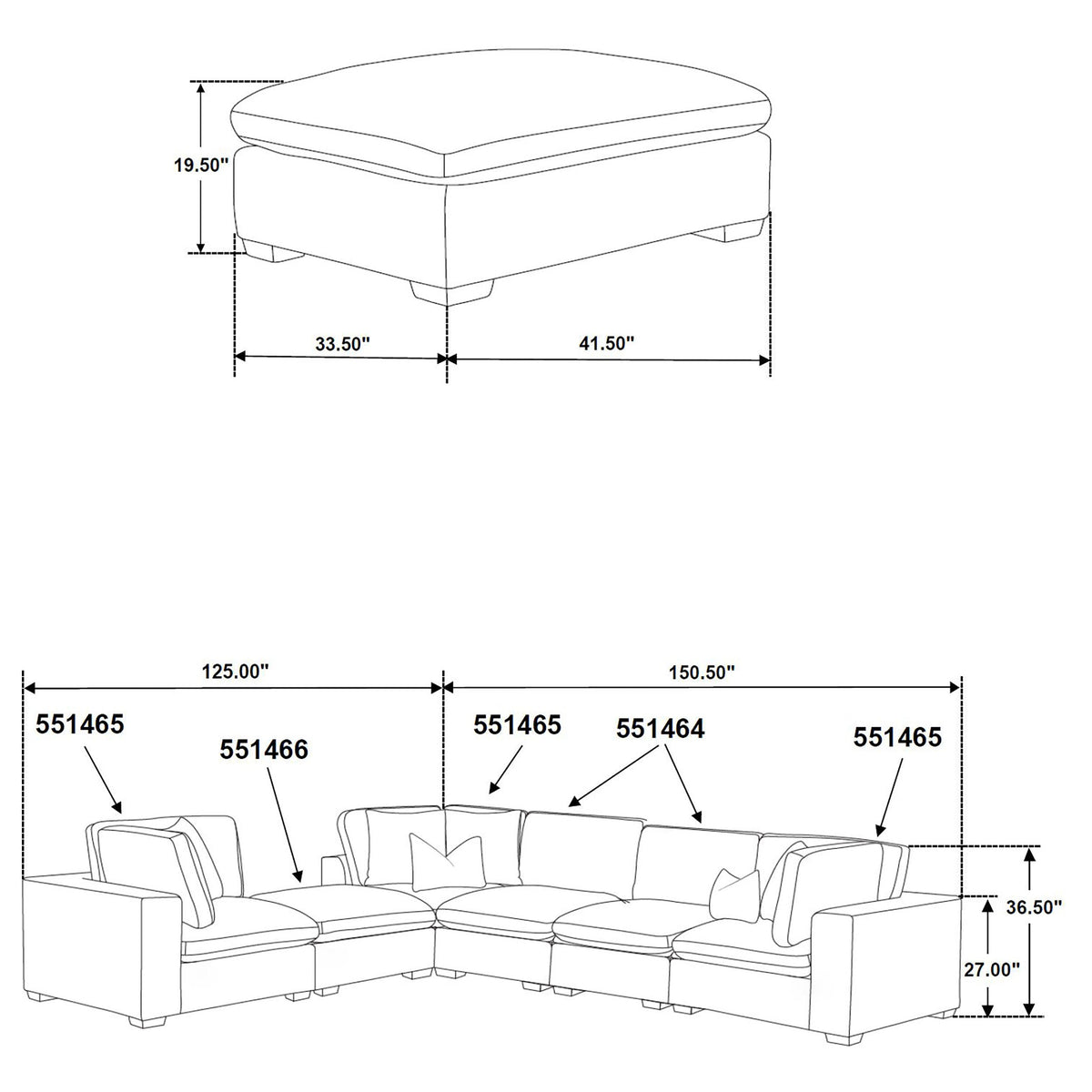 Lakeview Rectangular Upholstered Ottoman