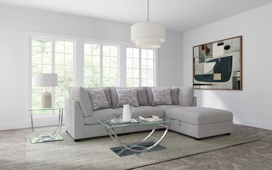 Cambria Upholstered Modular Sectional Sofa Grey 1AC 2C 1O (4pc)
