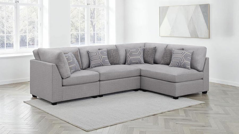 Cambria Upholstered Modular Sectional Sofa Grey 2AC 2C (4pc)