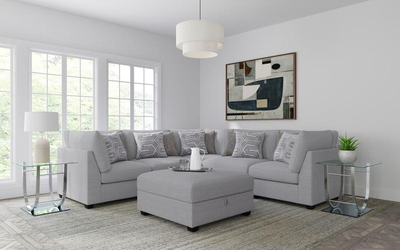 Cambria Upholstered Modular Sectional Sofa Grey 2AC 3C 1O (6pc)