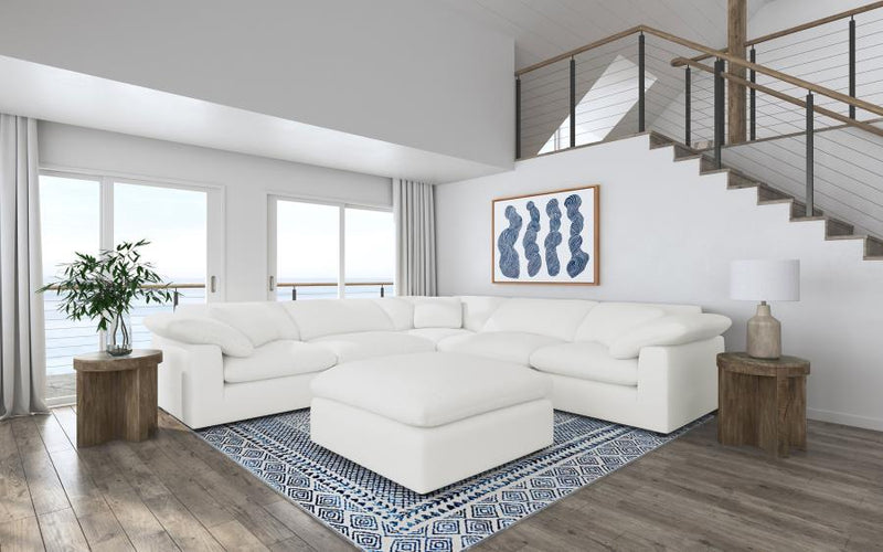 Raleigh Boucle Upholstered Modular Sectional Ivory 2AC 3C 1O (6pc)