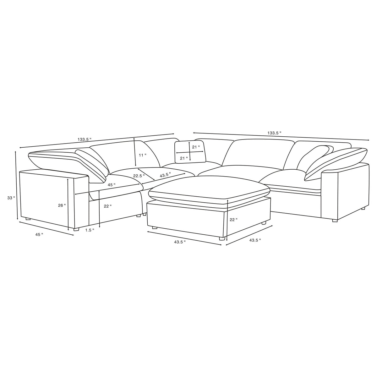 Raleigh Boucle Upholstered Modular Sectional
