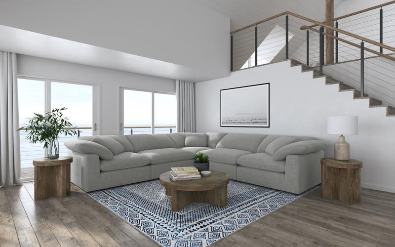Raleigh Boucle Upholstered Modular Sectional Grey 2AC 3C (5pc)
