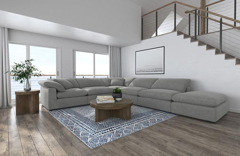 Raleigh Boucle Upholstered Modular Sectional Grey 3AC 2C 1O (6pc)
