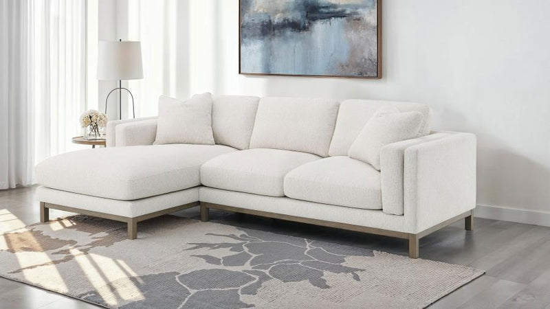 Geneva Boucle Upholstered Sectional Chaise Sofa Sand Default Title