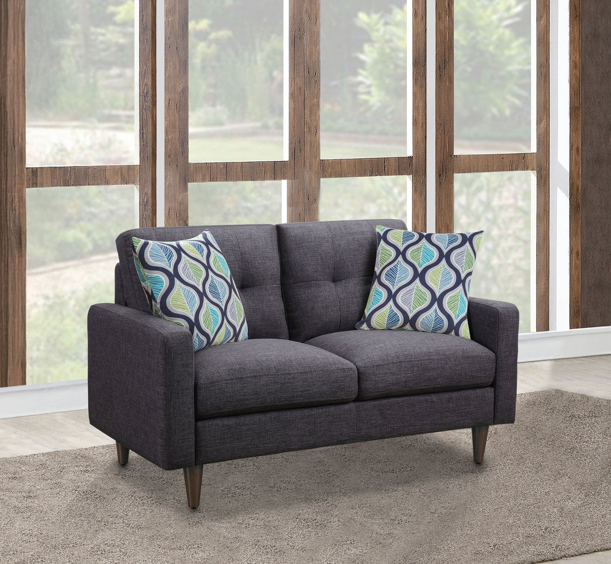 Watsonville Upholstered Track Arm Tufted Loveseat Grey