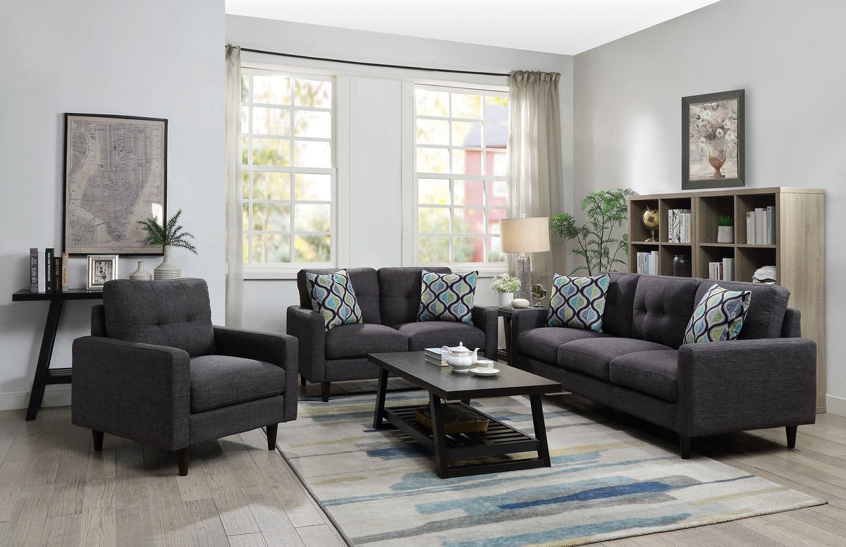 Watsonville Upholstered Track Arm Tufted Loveseat Grey