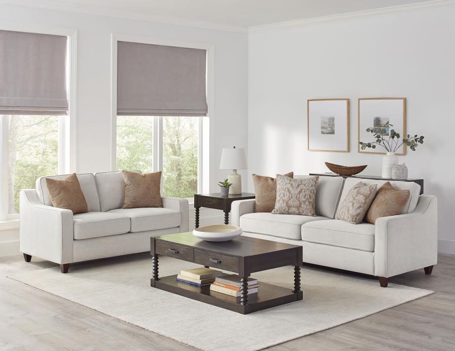 Christine Upholstered Sloped Arm Sofa Set Beige 2-piece