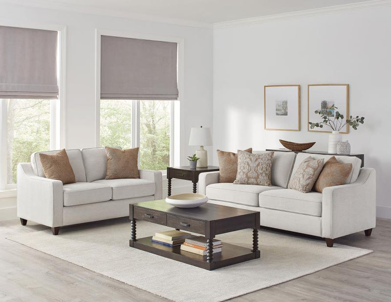 Christine Upholstered Sloped Arm Sofa Set Beige 2-piece