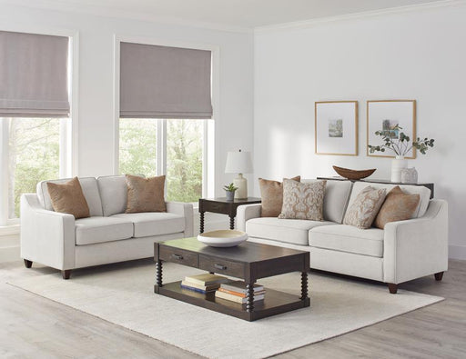 Christine Upholstered Sloped Arm Sofa Set Beige 2-piece