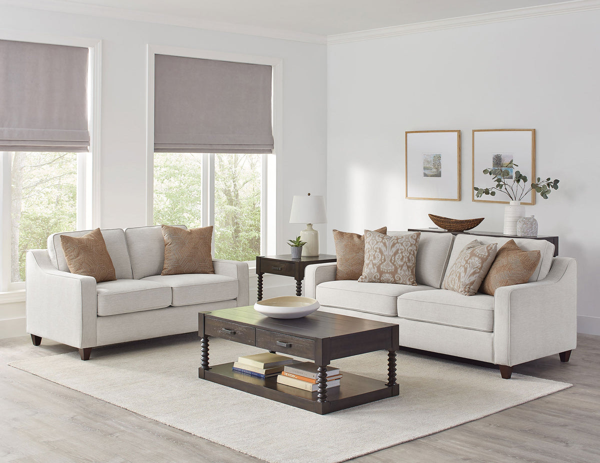 Christine Upholstered Sloped Arm Sofa Set Beige