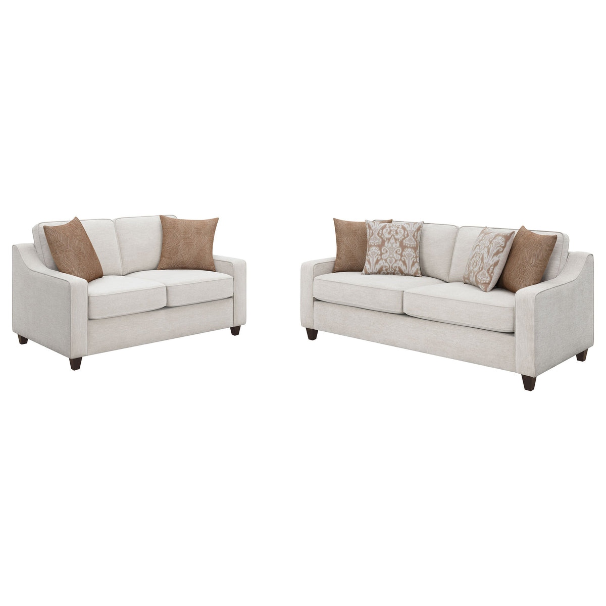 Christine Upholstered Sloped Arm Sofa Set Beige