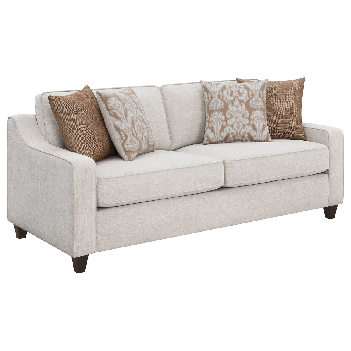 Christine Upholstered Sloped Arm Sofa Set Beige