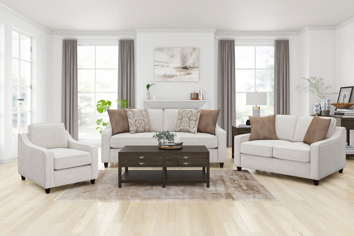 Christine Upholstered Sloped Arm Sofa Set Beige