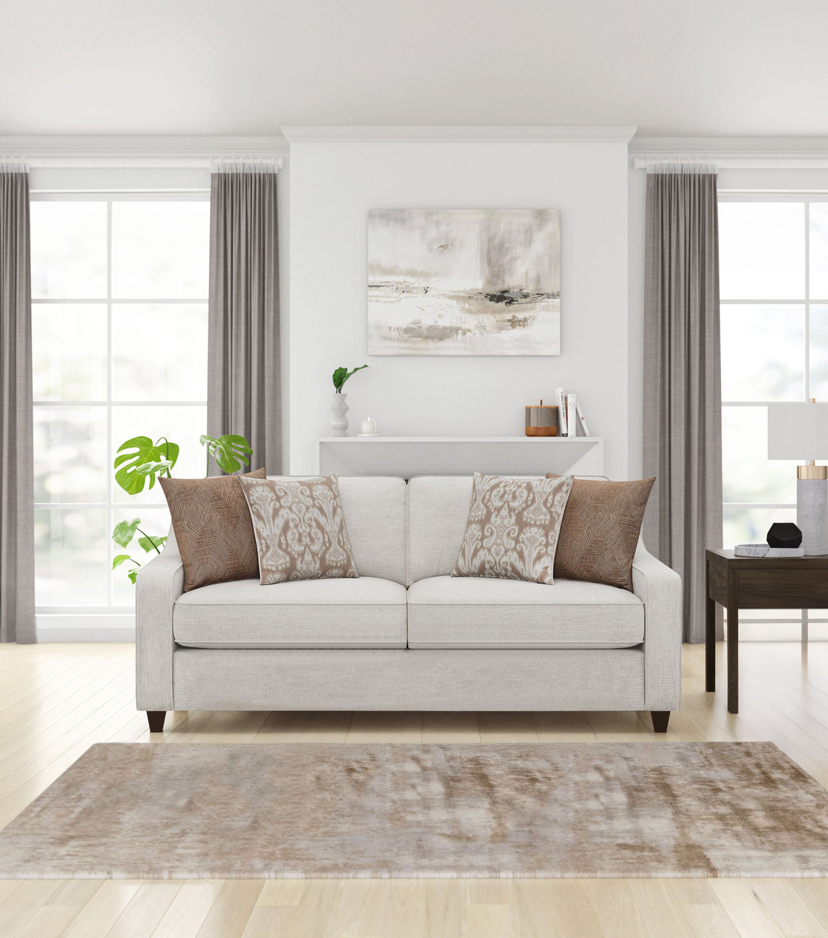 Christine Upholstered Sloped Arm Sofa Beige