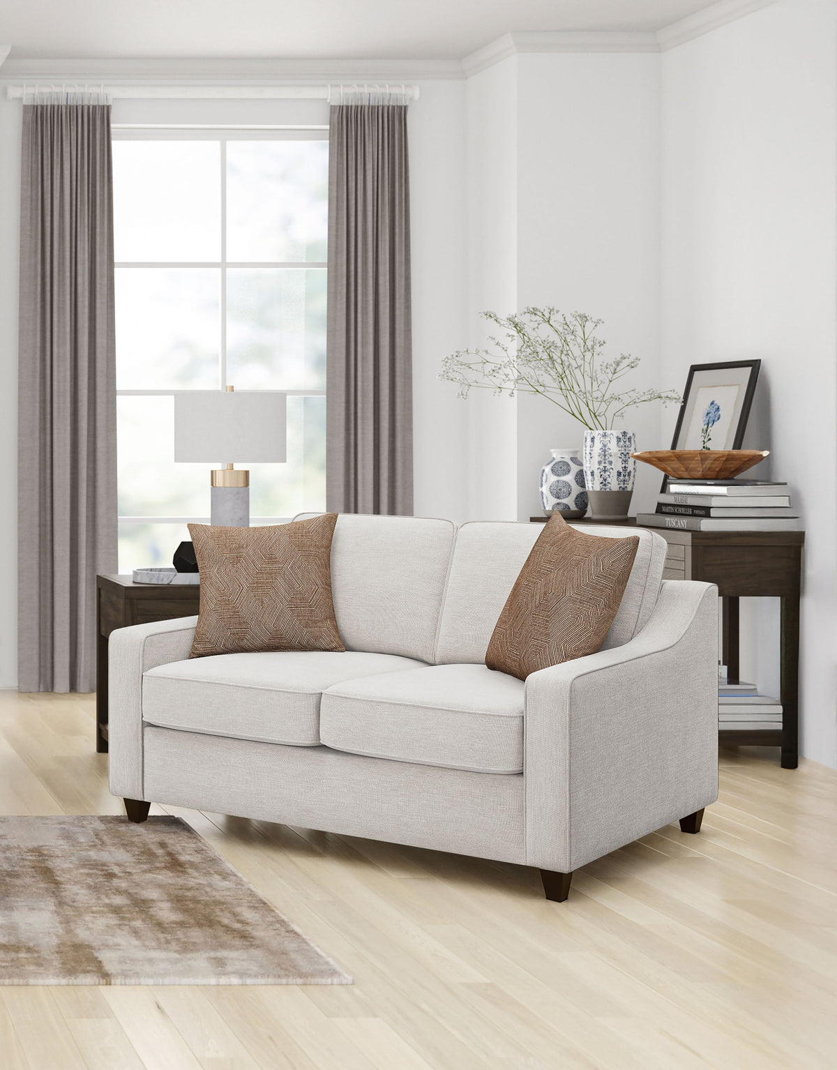 Christine Upholstered Sloped Arm Loveseat Beige