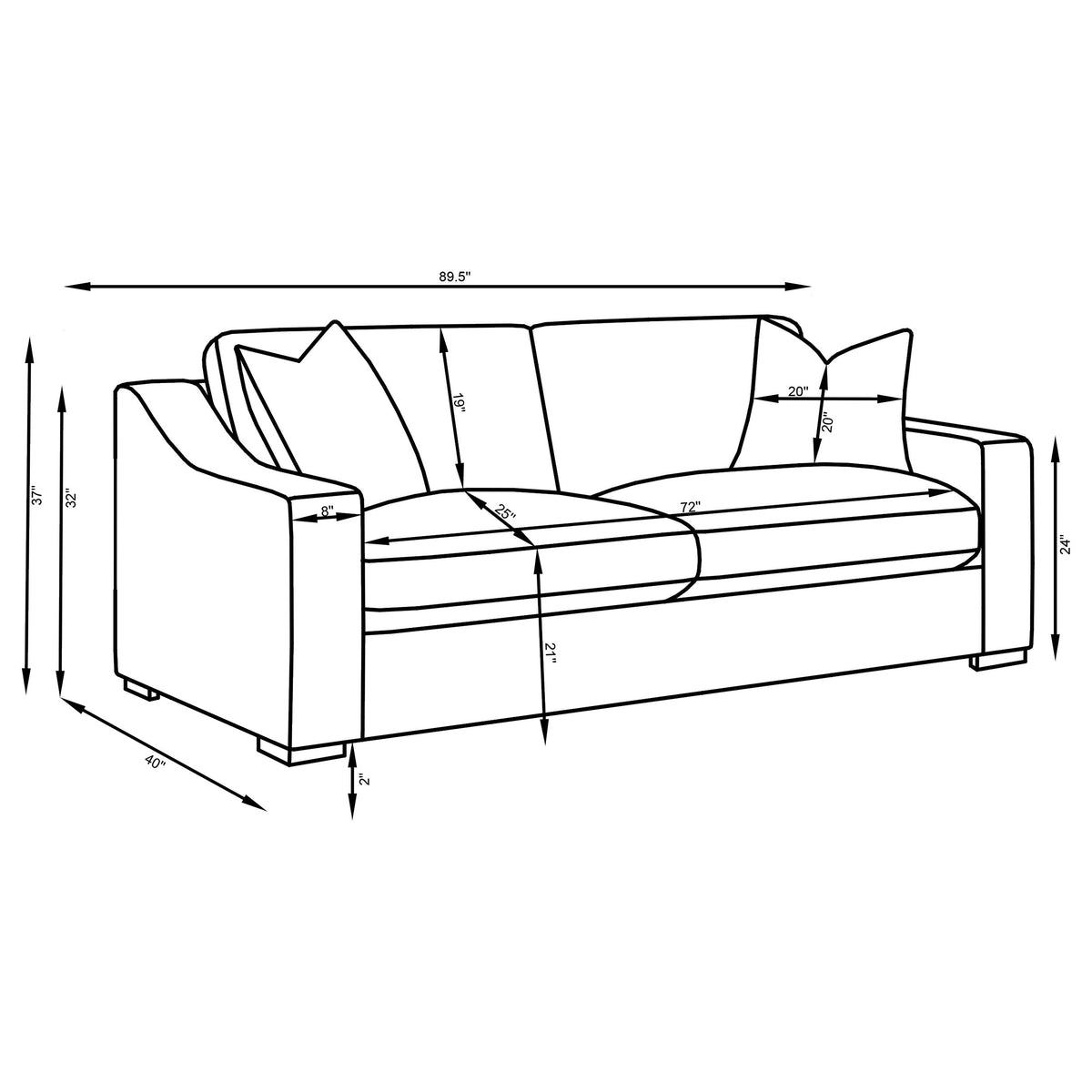 Ashlyn Upholstered Sloped Arm Sofa Set