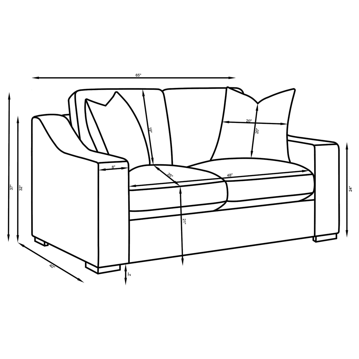Ashlyn Upholstered Sloped Arm Sofa Set