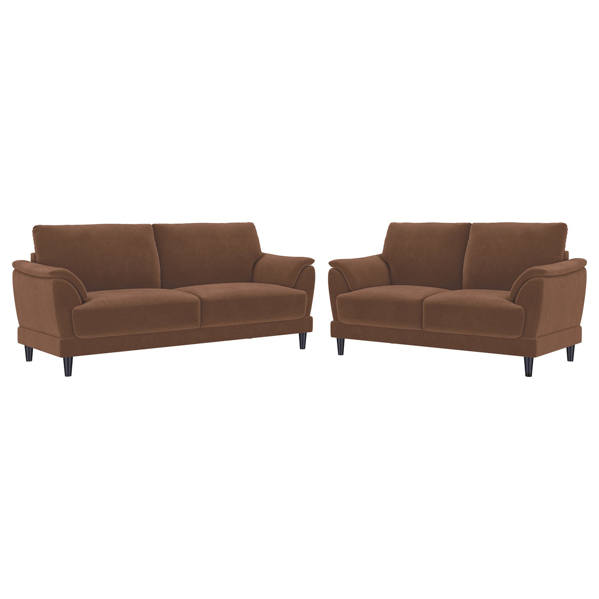 Selma 2-piece Velvet Upholstered Crescent Arm Sofa Set Rust