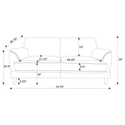 Selma 2-piece Velvet Upholstered Crescent Arm Sofa Set Rust