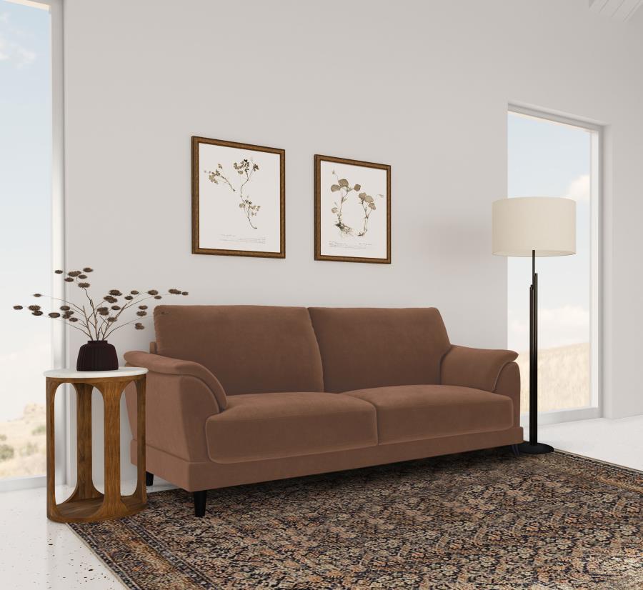 Selma Velvet Upholstered Crescent Arm Sofa Rust Default Title