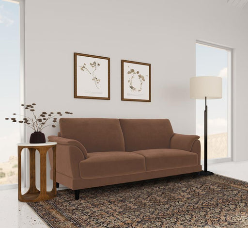 Selma Velvet Upholstered Crescent Arm Sofa Rust Default Title
