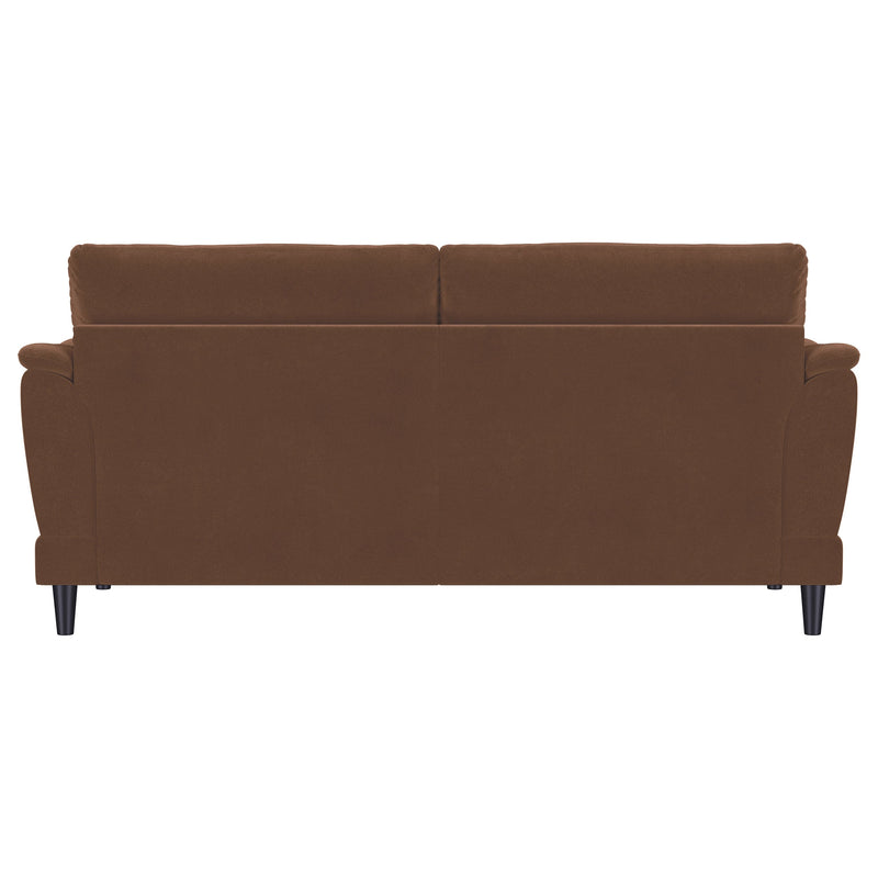 Selma Velvet Upholstered Crescent Arm Sofa Rust