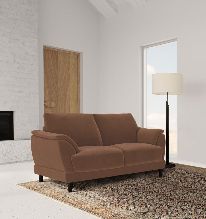 Selma Velvet Upholstered Crescent Arm Loveseat Rust Default Title